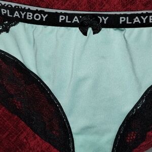 PLAYBOY Black Lace Women's Thong Size L